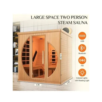 Sauna de Lujo Premium 1.9 m (Vapor Seco + Infrarrojo)
