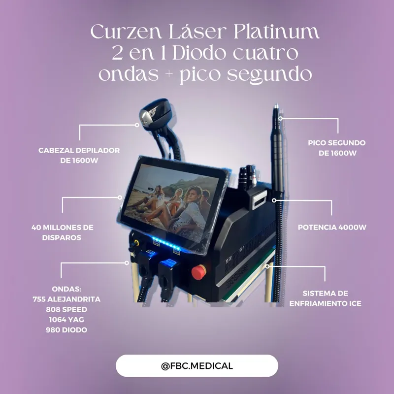 Curzen Laser Platinum 2 en 1 Diodo 4 Ondas + Pico Segundo