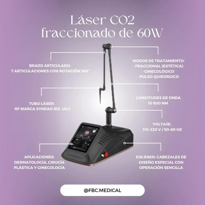 Plataforma Láser CO₂ Fraccionado 60W (Tubo Coherent)