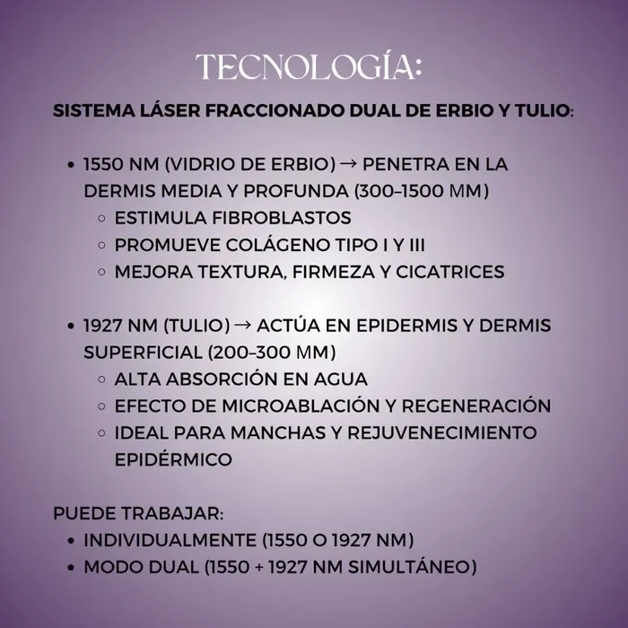 Láser Fraccionado No Ablativo Erbio 1550nm y Tulio 1927nm