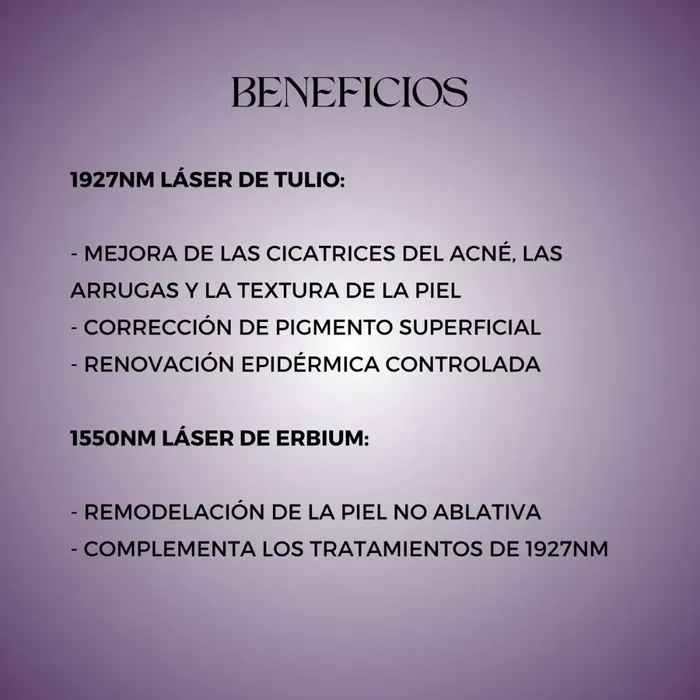 Láser Fraccional 2 en 1: 1927nm Tulio + 1550nm Erbio o CO₂ Fraccionado